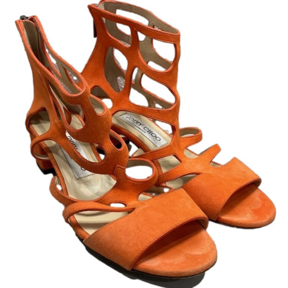 JIMMY CHOO Ren 35 Cutout Suede Sandals